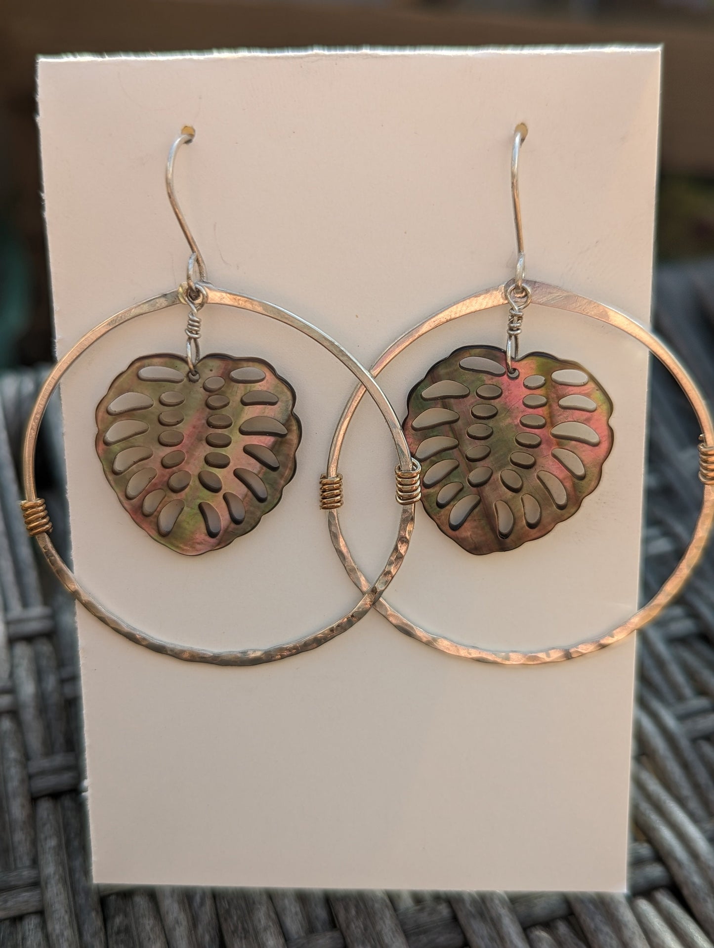 Monstera Shell Hoops-Two Tone Hoops