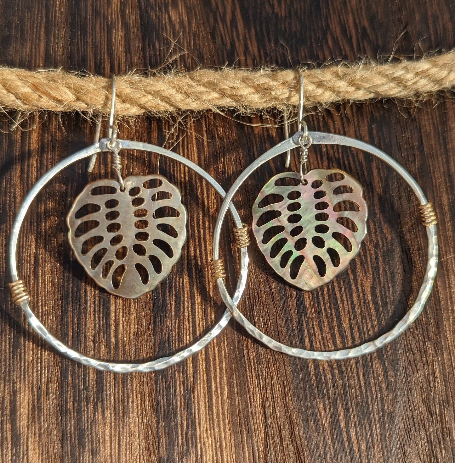 Monstera Shell Hoops-Two Tone Hoops