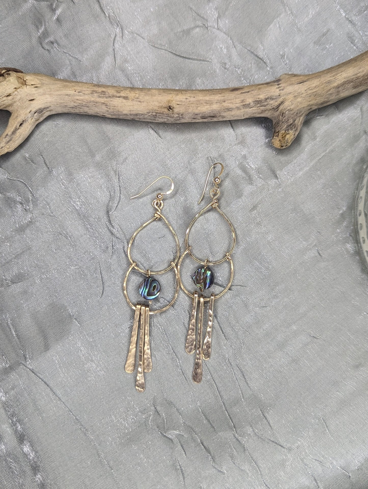 Abalone Bar Dangle Earrings - Unique Abalone Earrings