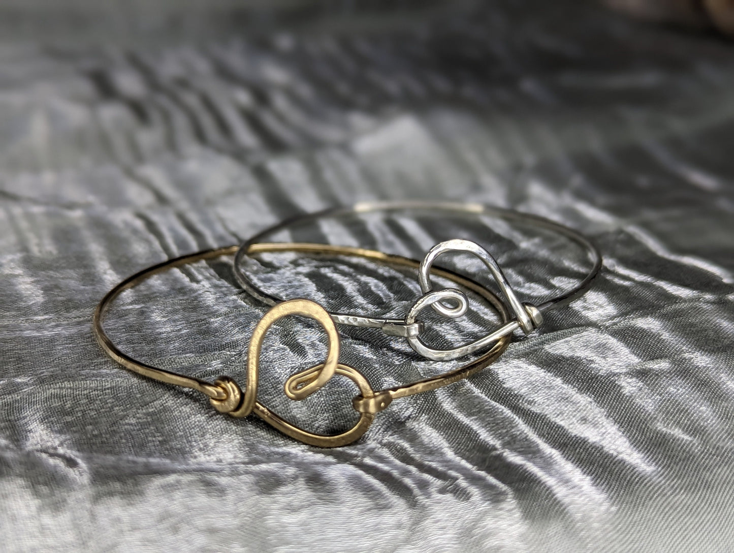 Heart bangle - Pick your Size, Wire and Texture