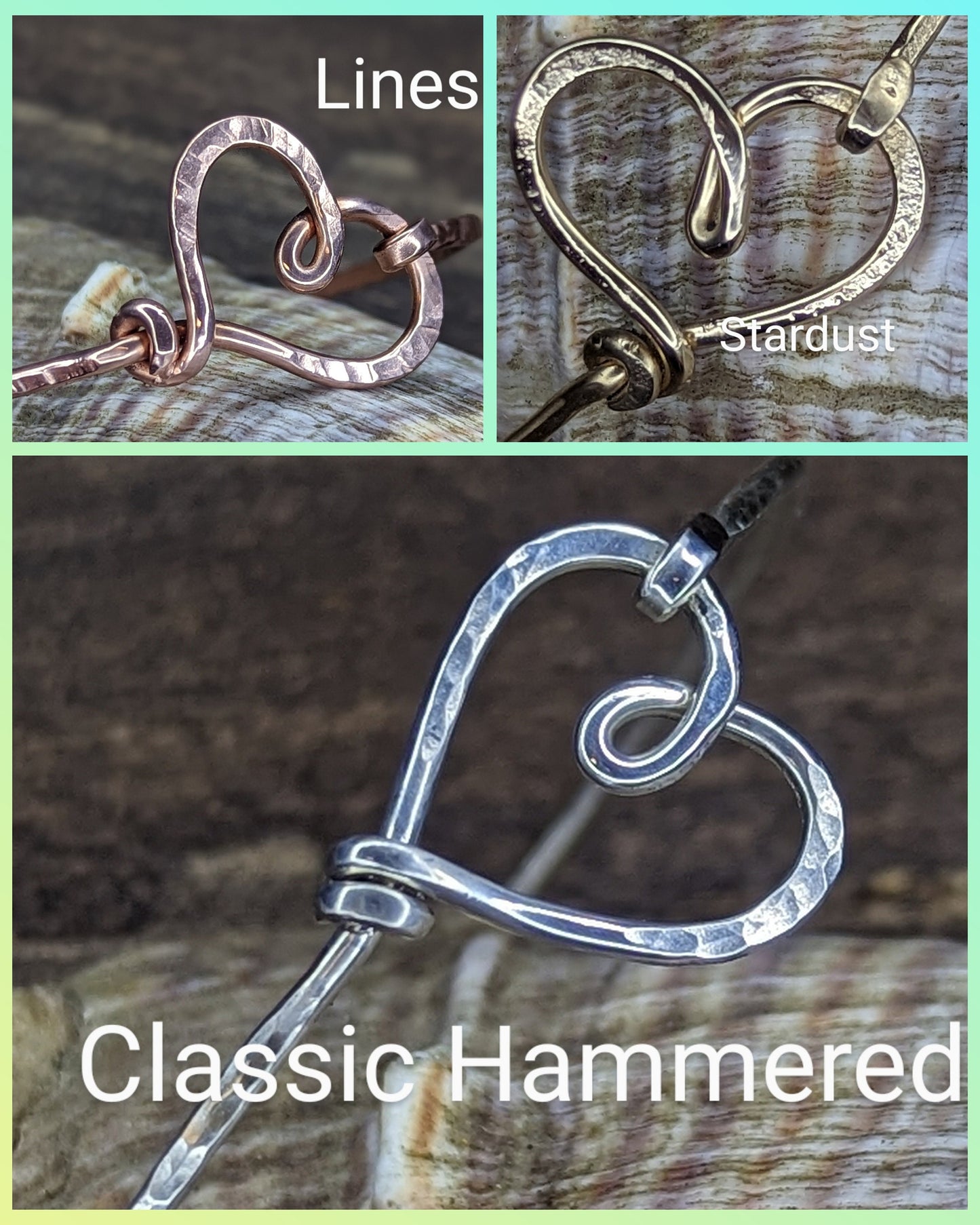 Heart bangle - Pick your Size, Wire and Texture