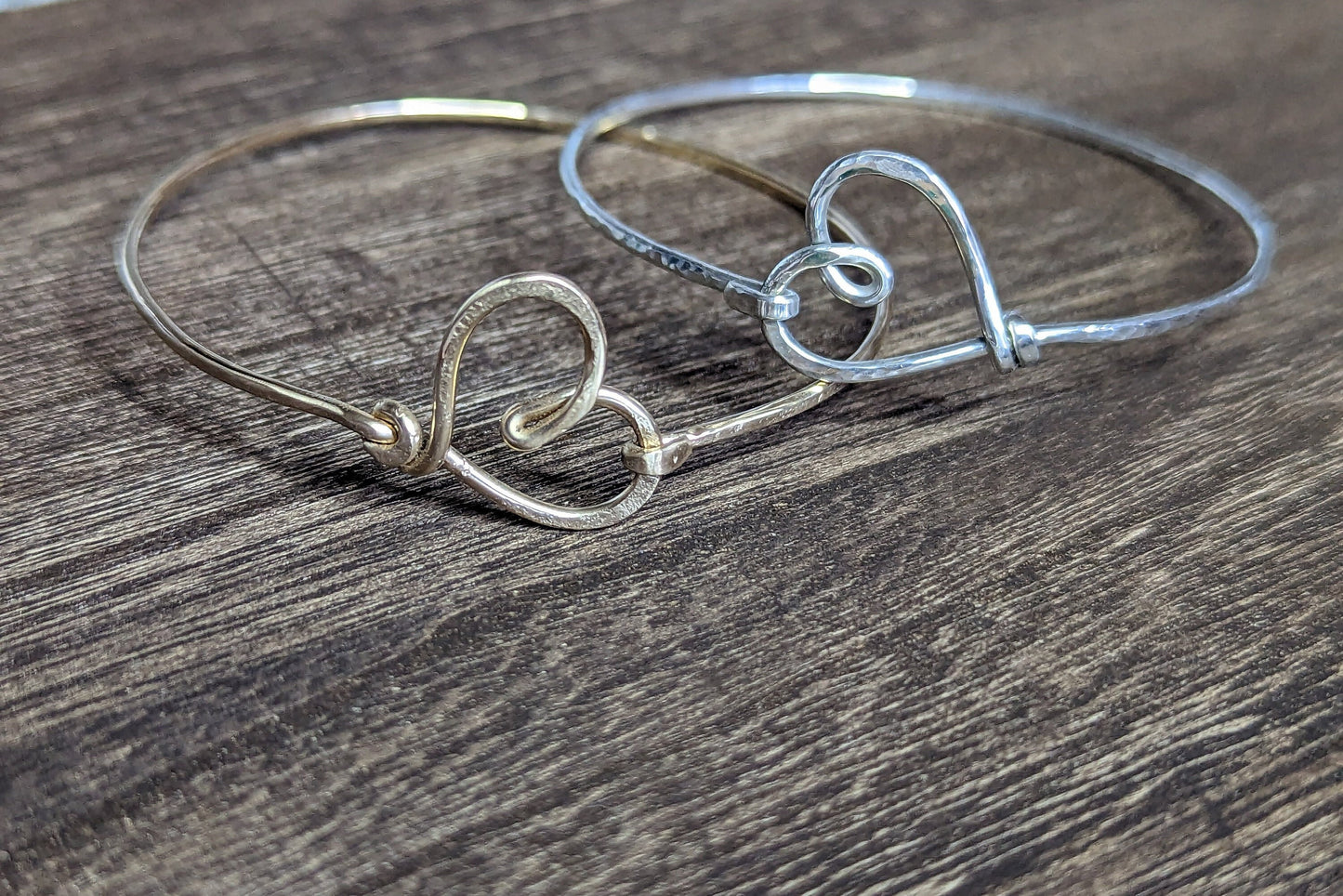 Heart bangle - Pick your Size, Wire and Texture