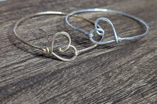 Heart bangle - Pick your Size, Wire and Texture