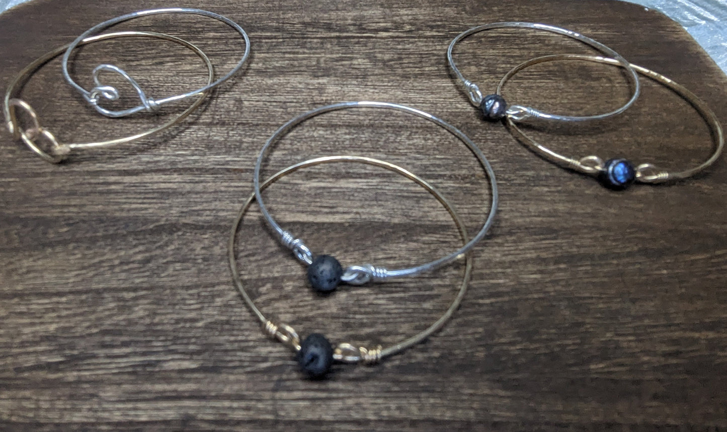 Heart bangle - Pick your Size, Wire and Texture