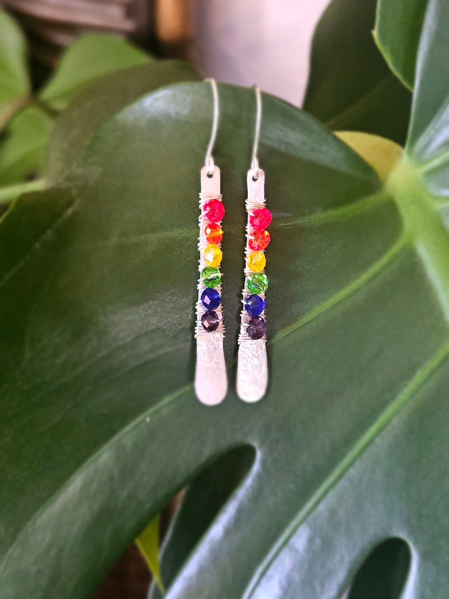 Bar Earrings, Rainbow, Pride Jewelry, Shakra Jewelry