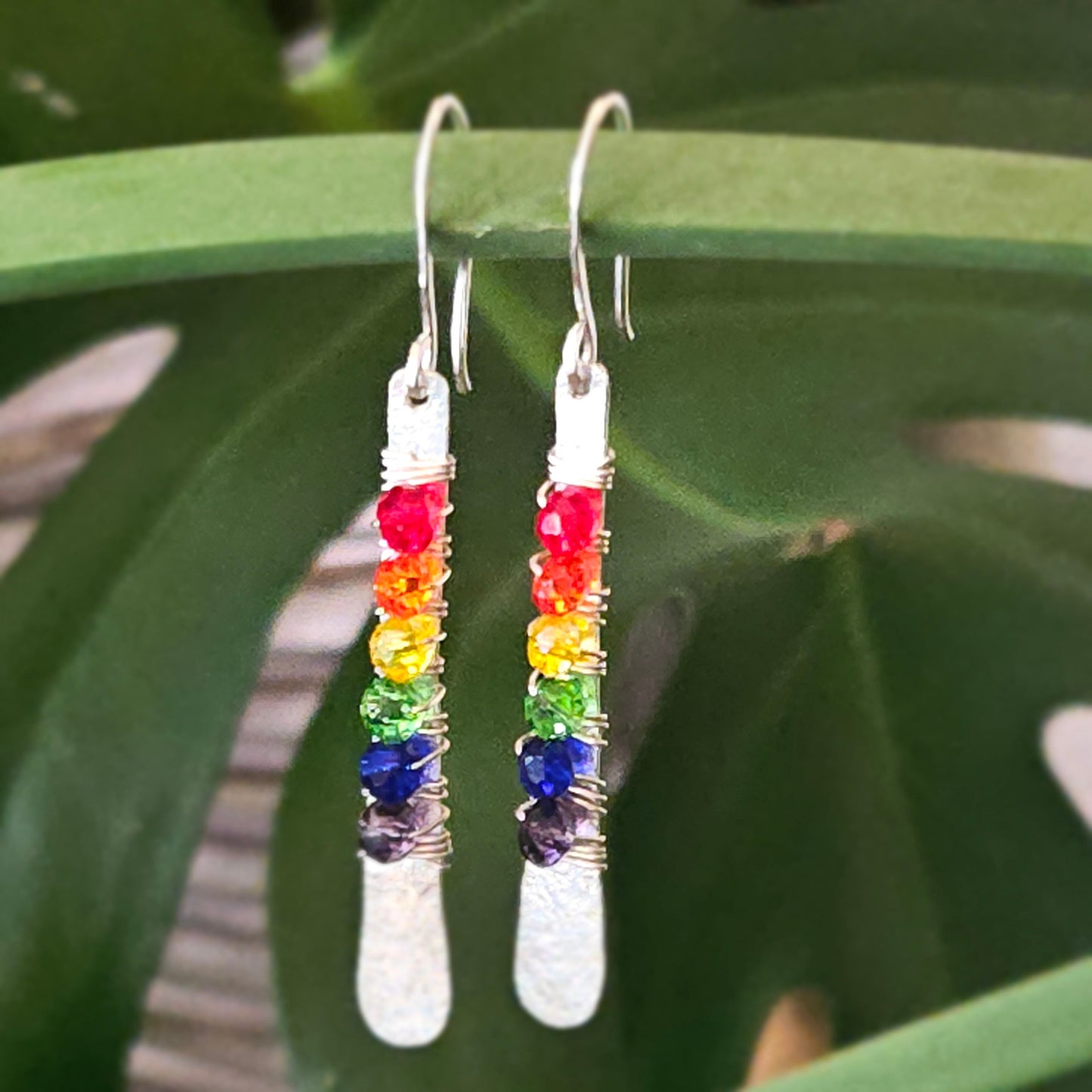 Bar Earrings, Rainbow, Pride Jewelry, Shakra Jewelry