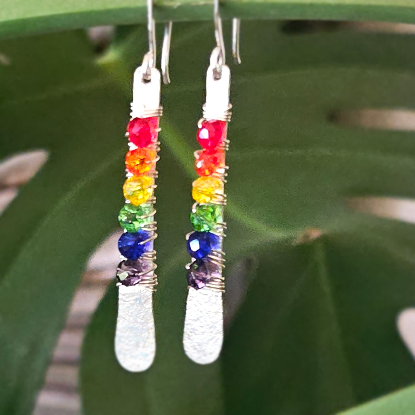 Bar Earrings, Rainbow, Pride Jewelry, Shakra Jewelry