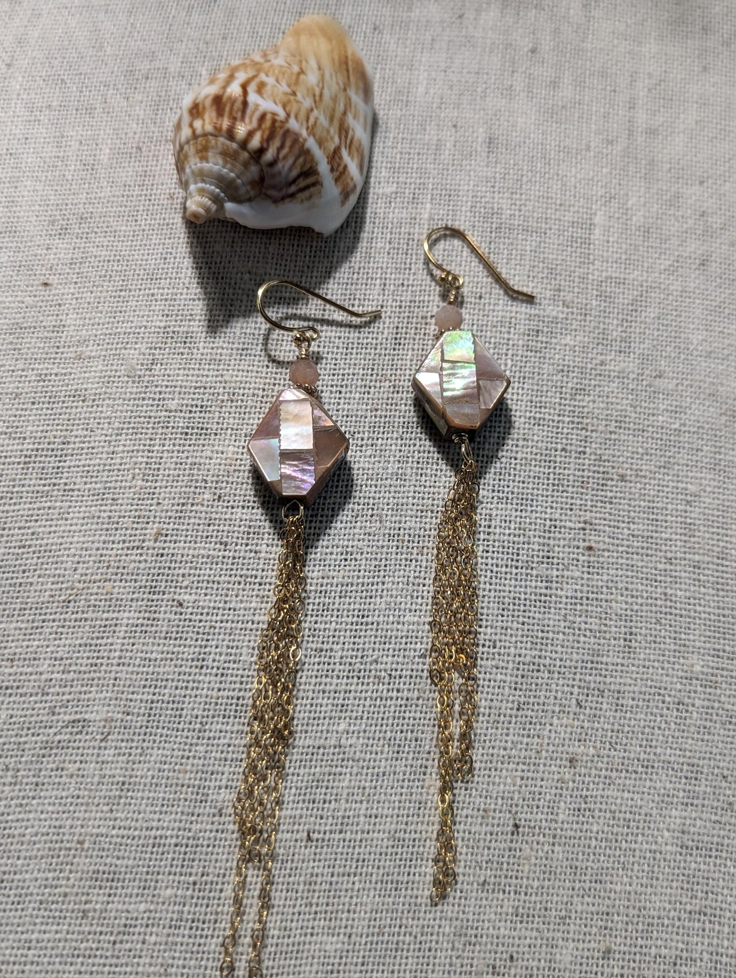 Mother of Pearl and Chain Earrings