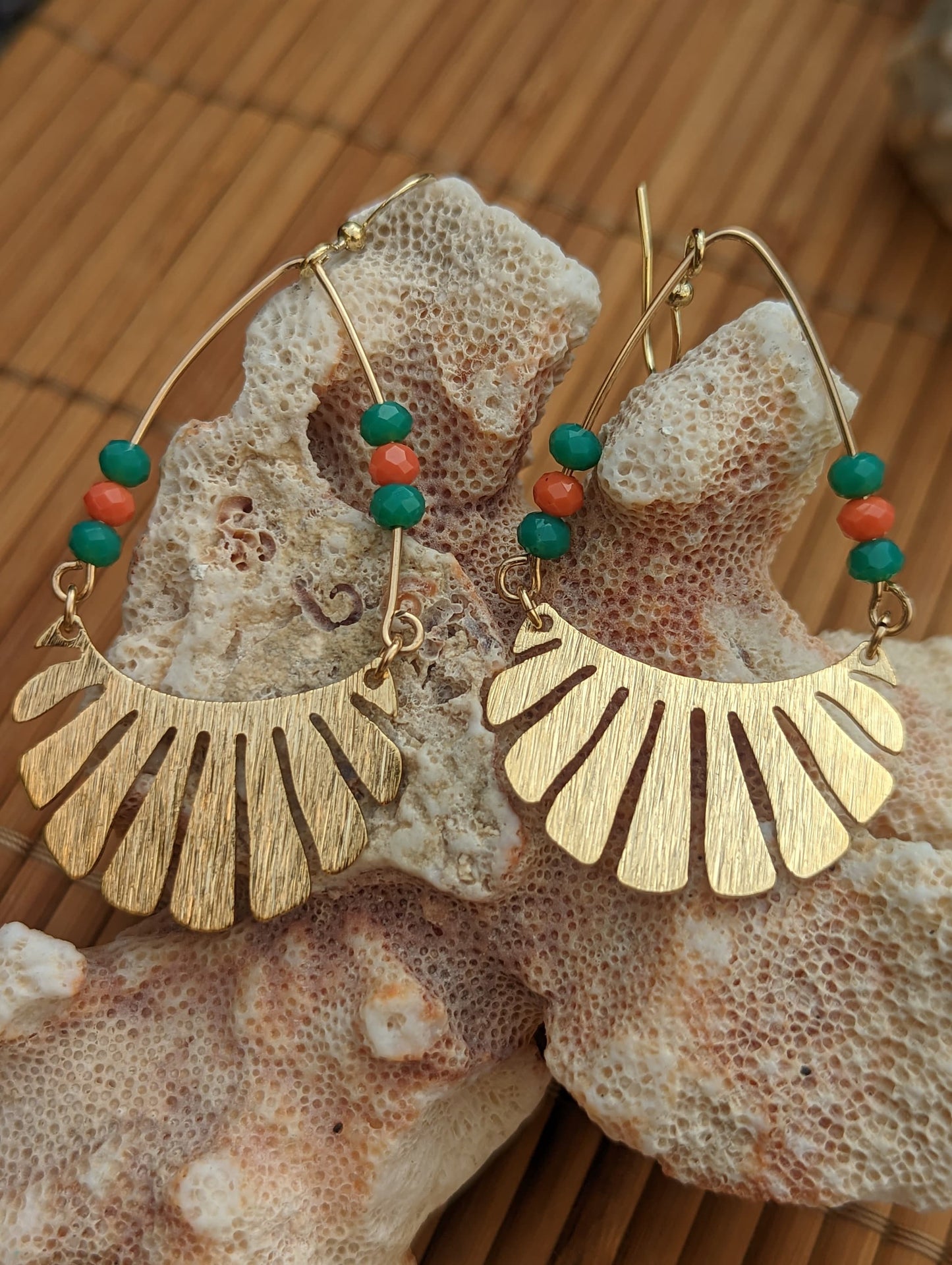 Bohemian Gold Fan Earrings