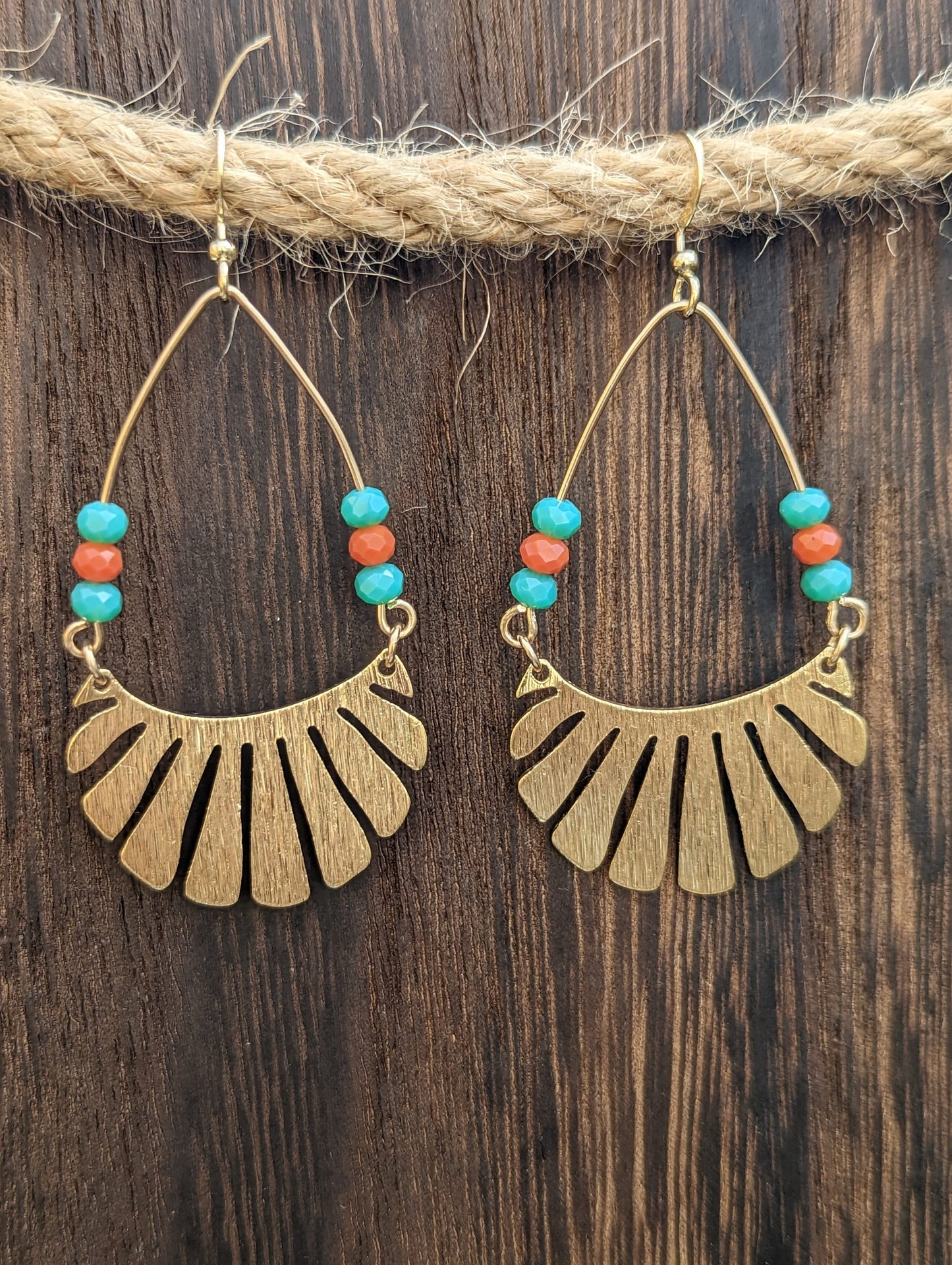 Bohemian Gold Fan Earrings