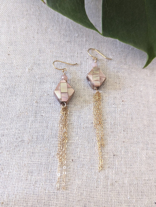 Mother of Pearl and Chain Earrings