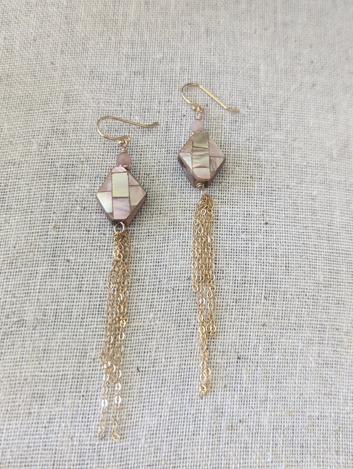 Mother of Pearl and Chain Earrings