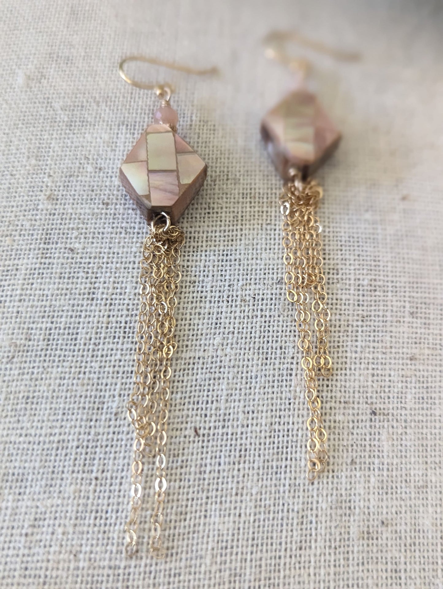 Mother of Pearl and Chain Earrings