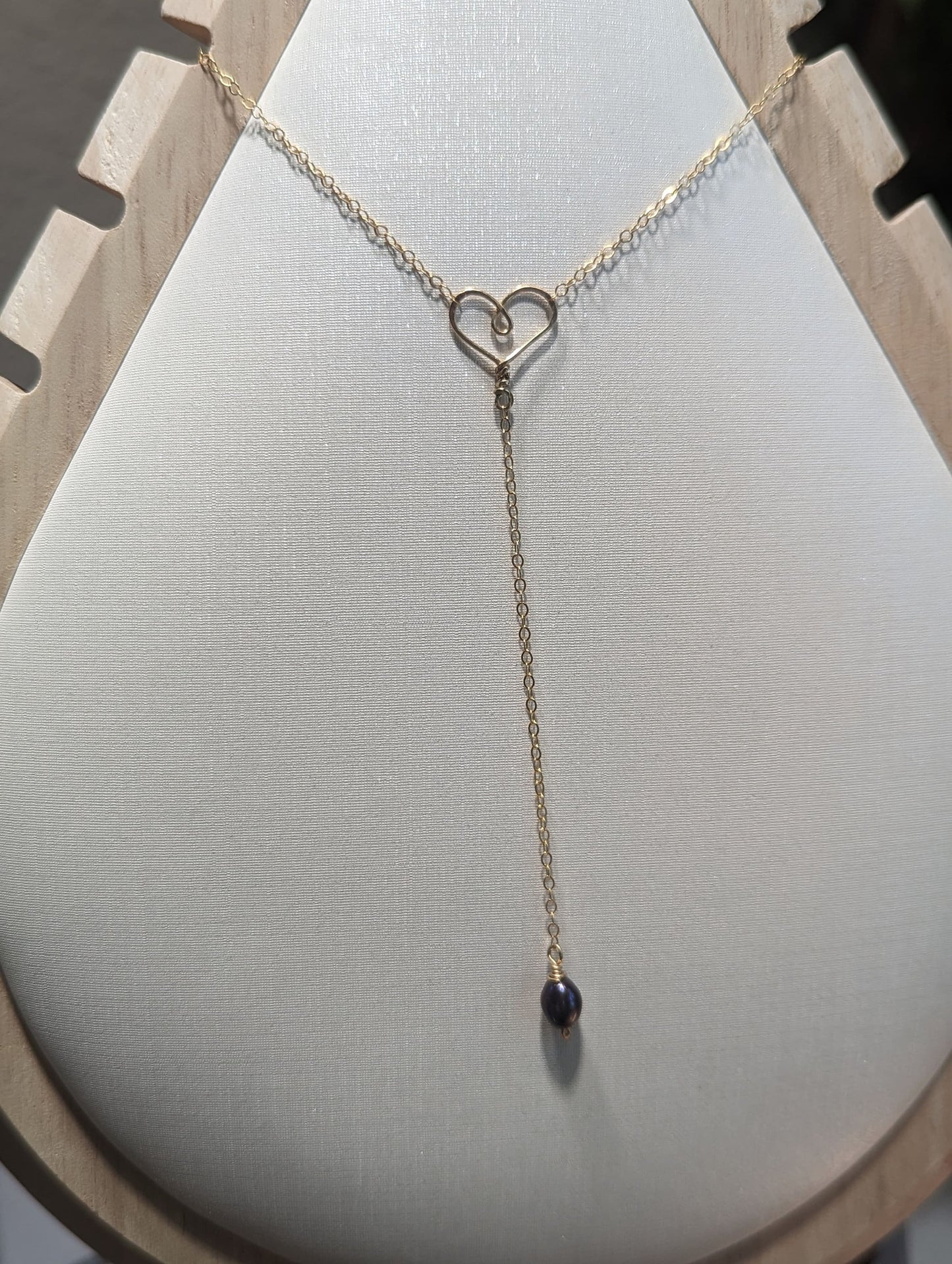 Lariat Heart Necklace,  Heart Necklace,  Love necklace