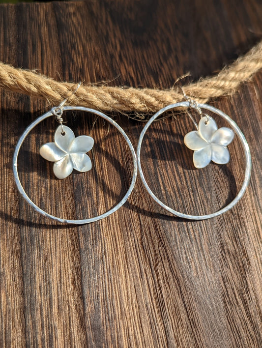 Plumeria Hoop Earrings