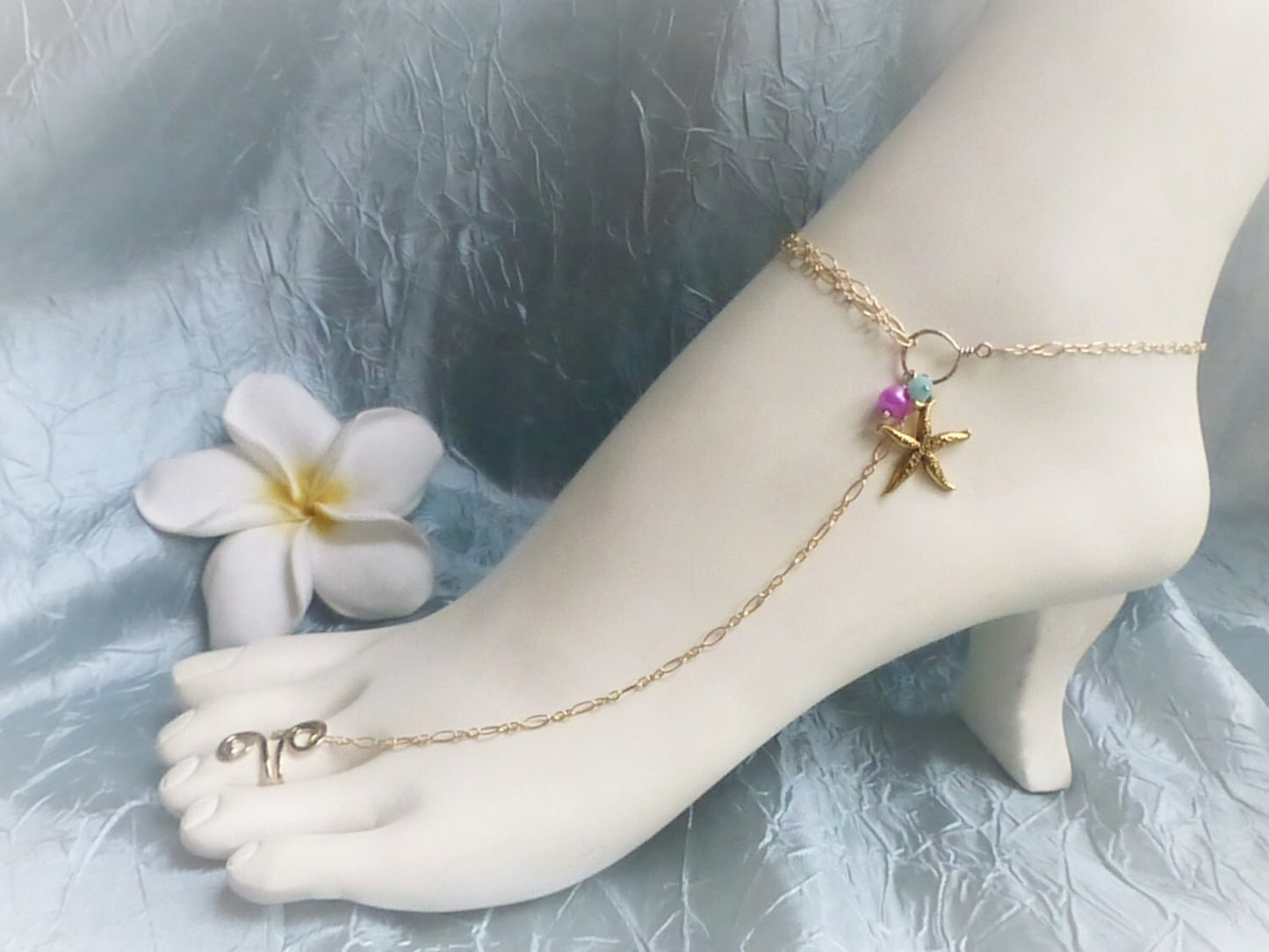 Starfish Anklet  - A great accessory for your favorite heels / Customizable, Available in  Gold or Silver